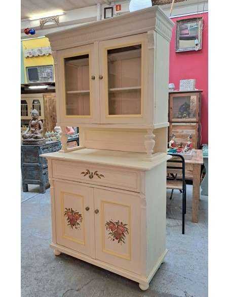 Credenza Vintage Anni '40 - Legno Massello con Decorazioni Melograno UN7892