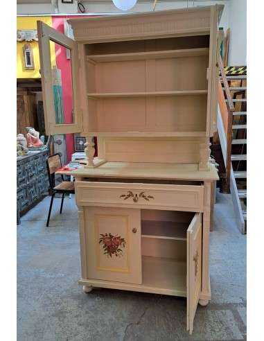 Credenza Vintage Anni '40 - Legno Massello con Decorazioni Melograno UN7892