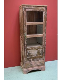 Vetrina a colonna stile shabby colore rosa epoca coloniale TP070 2