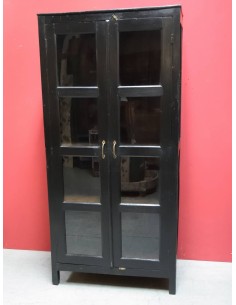 Vetrina a due ante in legno massello colore nero H192cm TP019