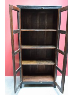 Vetrina a due ante in legno massello colore nero H192cm TP019 2