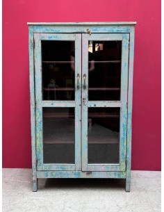 Vetrina shabby azzurro a due ante TR001