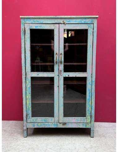 Vetrina shabby azzurro a due ante TR001