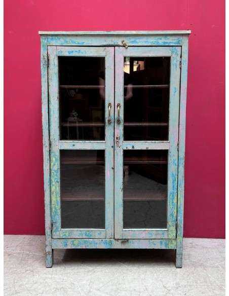 Vetrina shabby azzurro a due ante TR001