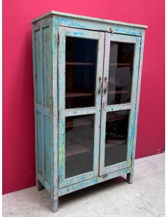 Vetrina shabby azzurro a due ante TR001 2
