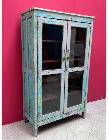 Vetrina shabby azzurro a due ante TR001