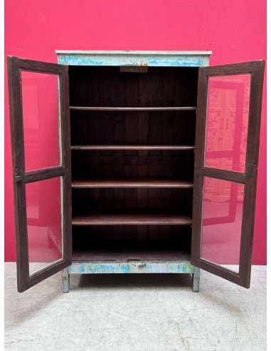 Vetrina shabby azzurro a due ante TR001