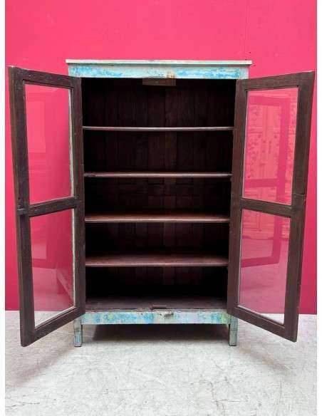 Vetrina shabby azzurro a due ante TR001