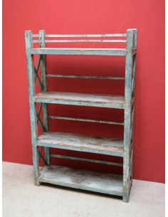 Scaffale shabby azzurro in legno massello TR030