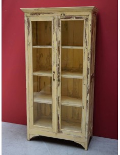 Vetrina Shabby Chic Gialla a Due Ante - Epoca Coloniale Indiana TR73