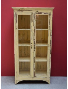 Vetrina Shabby Chic Gialla a Due Ante - Epoca Coloniale Indiana TR73 2
