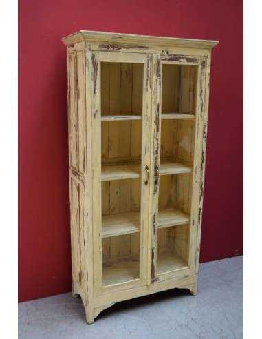 Vetrina Shabby Chic Gialla a Due Ante - Epoca Coloniale Indiana TR73