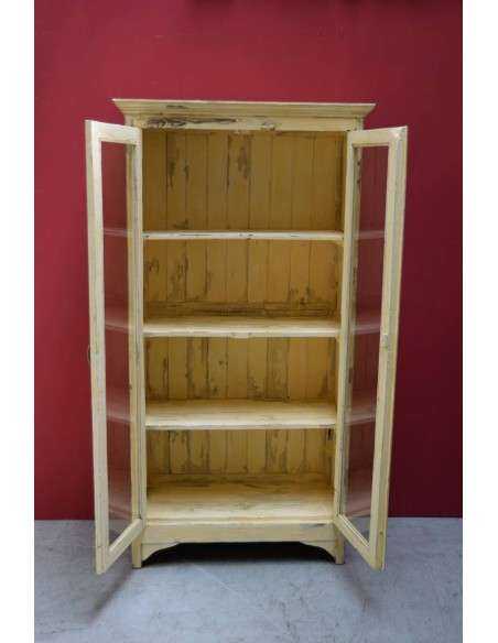 Vetrina Shabby Chic Gialla a Due Ante - Epoca Coloniale Indiana TR73