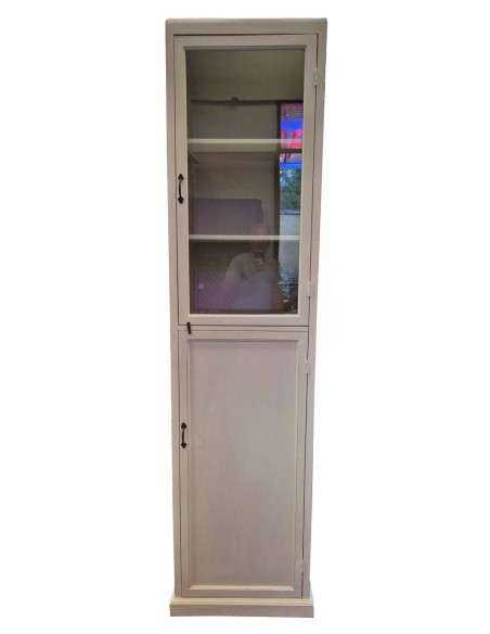 Mobile colonna in legno massello bianco decapato | Artigianato indiano CX210
