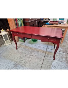 Scrivania stile francese colore rosso con tre cassetti CX221
