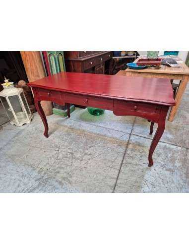 Scrivania stile francese colore rosso con tre cassetti CX221