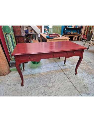 Scrivania stile francese colore rosso con tre cassetti CX221