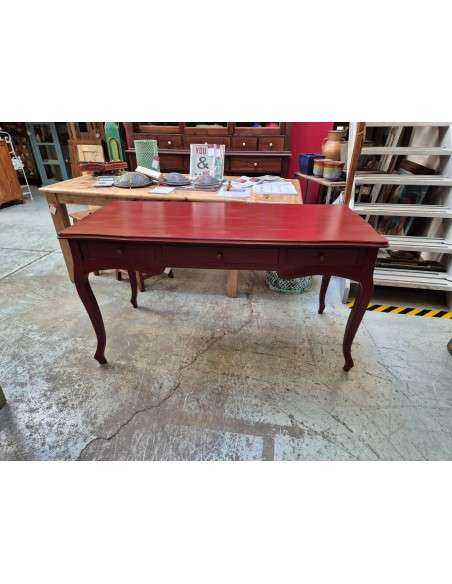 Scrivania stile francese colore rosso con tre cassetti CX221