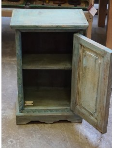comodino etnico in legno massello shabby verde/crema TR902 2