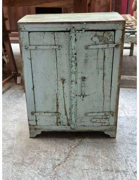 comodino etnico in legno massello shabby azzurro VL2506