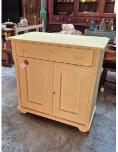Credenza vintage in legno massello color crema - Con cassetto UN10014
