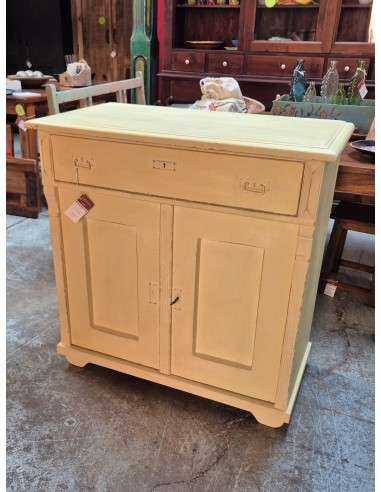 Credenza vintage in legno massello color crema - Con cassetto UN10014
