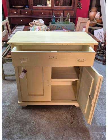 Credenza vintage in legno massello color crema - Con cassetto UN10014