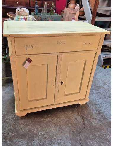 Credenza vintage in legno massello color crema - Con cassetto UN10014