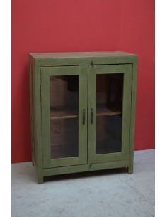 Vetrina shabby verde salvia con ante in vetro – 92x46x113 cm TS059 2