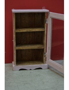 Vetrinetta pensile shabby lilla con anta in vetro – 37x17x65 cm TS134