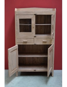 Credenza coloniale shabby rosa cipria con vetri e cassetti – 88x37x157 cm TS128 2