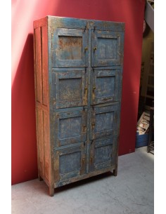 Credenza coloniale shabby blu a 8 ante – India XX secolo TS191