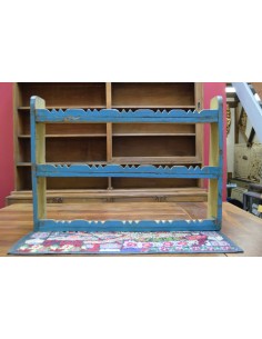 Scaffalino pensile a due ripiani in legno shabby blu – stile coloniale  TS007 2