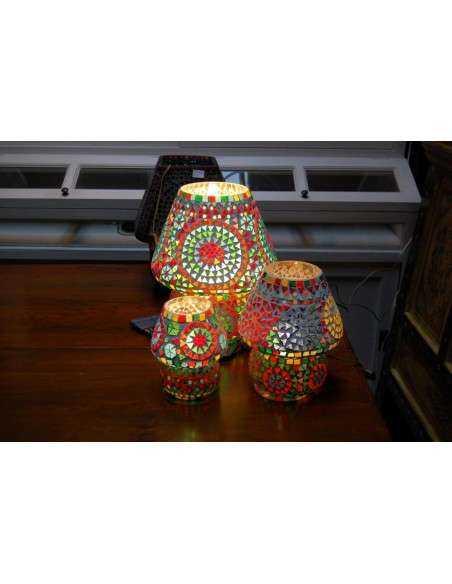 Lampada etnica a Mosaico in vetro colore scure  LAMP001