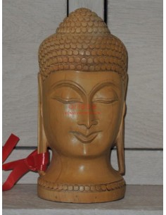 Testa Buddha legno massello SCUL014G