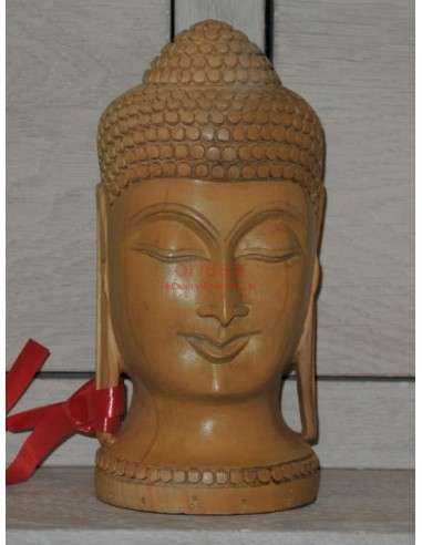 Testa Buddha legno massello SCUL014G