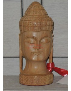 Testa Buddha legno massello SCUL014M