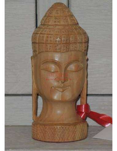 Testa Buddha legno massello SCUL014M