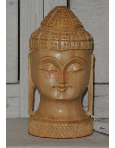 Testa Buddha legno massello SCUL014P