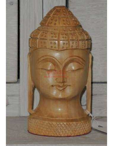 Testa Buddha legno massello SCUL014P