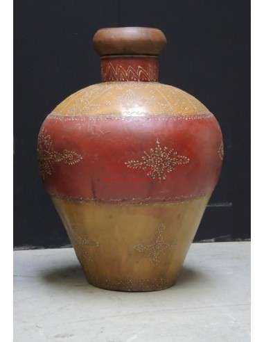 vaso etnico di metallo colorato e decorato F3052