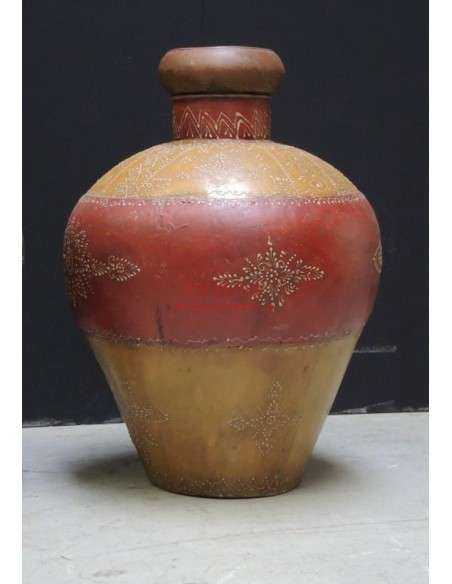 vaso etnico di metallo colorato e decorato F3052
