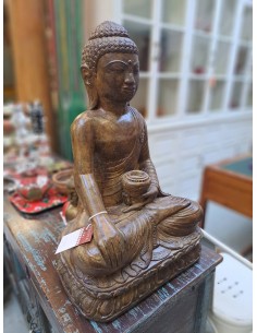 Statua Buddha tailandese in polvere di pietra H 60cm