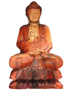 Statua Buddha seduto tailandese in legno H 80cm