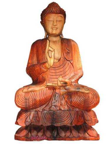 Statua Buddha seduto tailandese in legno H 80cm