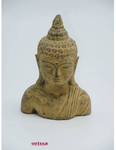 Statua mezzo busto Buddha in pietra H 20cm