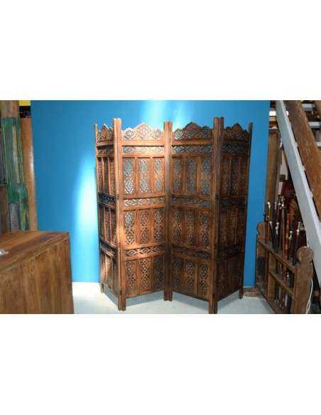 Paravento separé intagliato in legno massello indiano TB113