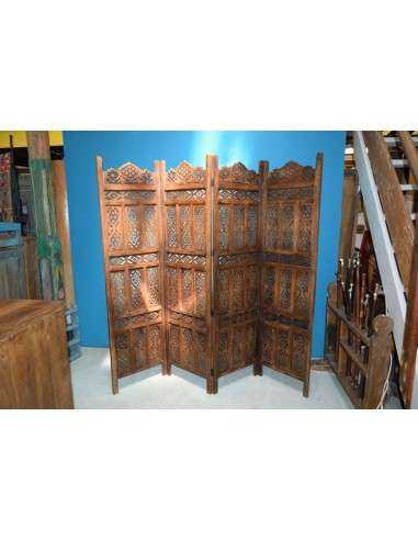 Paravento separé intagliato in legno massello indiano TB113