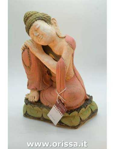 Statua Buddha tailandese inginocchiato vestito  H 40cm