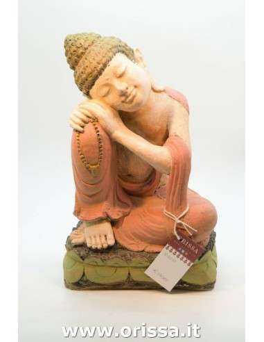 Statua Buddha tailandese inginocchiato vestito  H 40cm